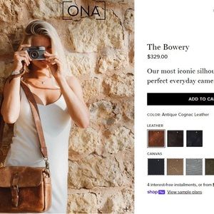 Ona the Bowery in antique cognac leather
